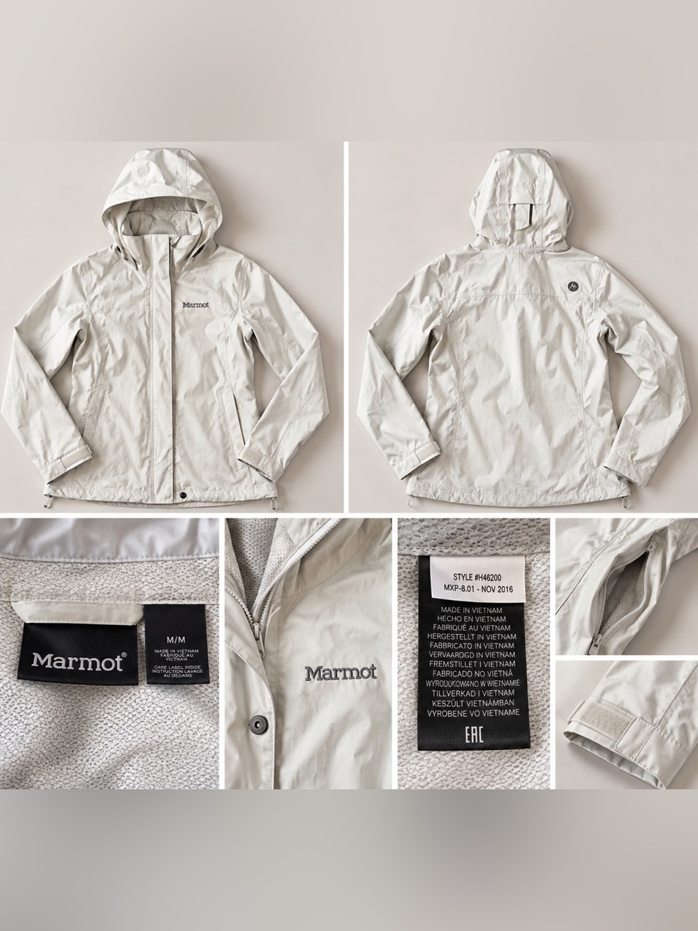 Marmot PreCip Women’s Rain Jacket Medium Waterproof Hooded 46200